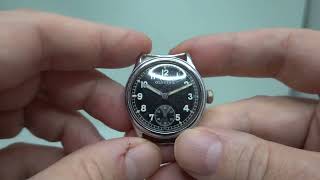 c1943 Glycine Wehrmacht Military men&#39;s vintage watch marked DH with fixed bars and AS1130 movement