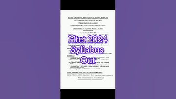 Htet Tgt Syllabus! Htet Prt syllabus!Htet 2024 notification out! Htet Pgt syllabus! Htet Syllabus!