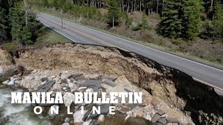 Drone footage shows extent of road damage in Yellowstone National Park