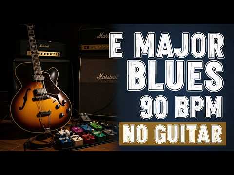E Major Blues 90 BPM | Laid-Back Texas Groove Jam Track No Guitar | Sunny Slow Blues in E