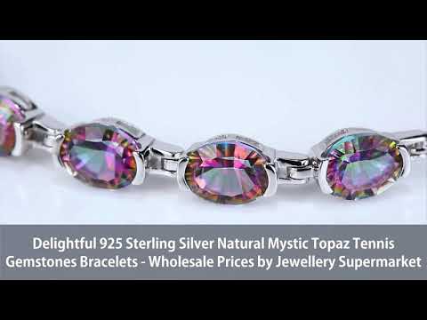 Delightful 925 Sterling Silver Natural Mystic Topaz Tennis Gemstones Bracelets
