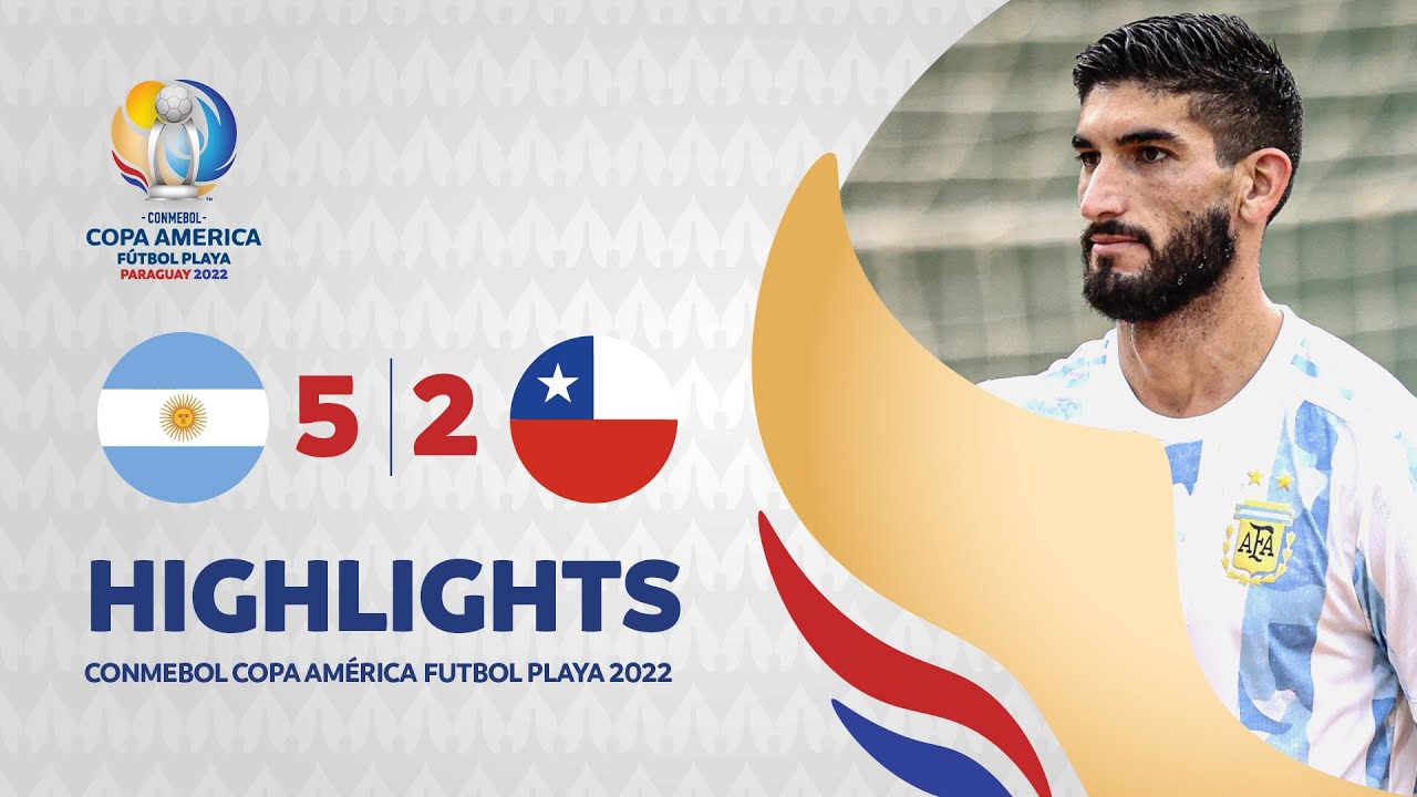 Thumbnail do vídeo: CONMEBOL Copa America Playa 2022 Argentina 5-2 Chile  Highlights Fecha 5