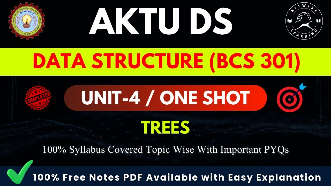 Data Structures Unit-4 One Shot 🔥 | Trees Complete | AKTU Exam Focus | Btech 2nd Year | BCS 301