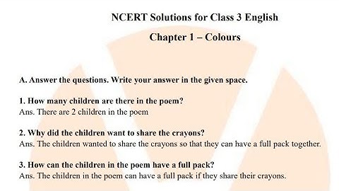 Colours | Question Answer | Santoor | Class 3 English | Chapter 1