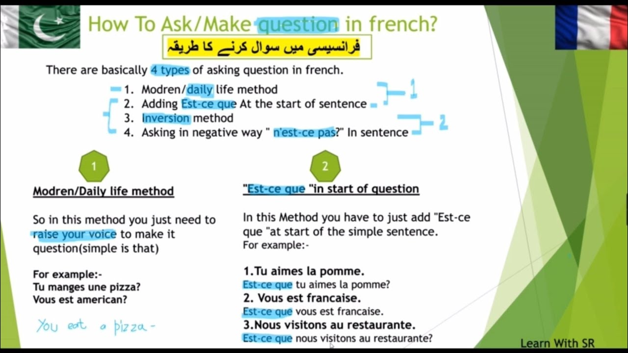 How To Make Ask Question In French Two Easy Method Daily Est Ce Que Learn French In Urdu Youtube