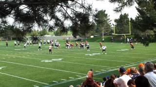 Peyton Manning throws incomplete to Brandon Stokley Broncos Training Camp 2012-08-15