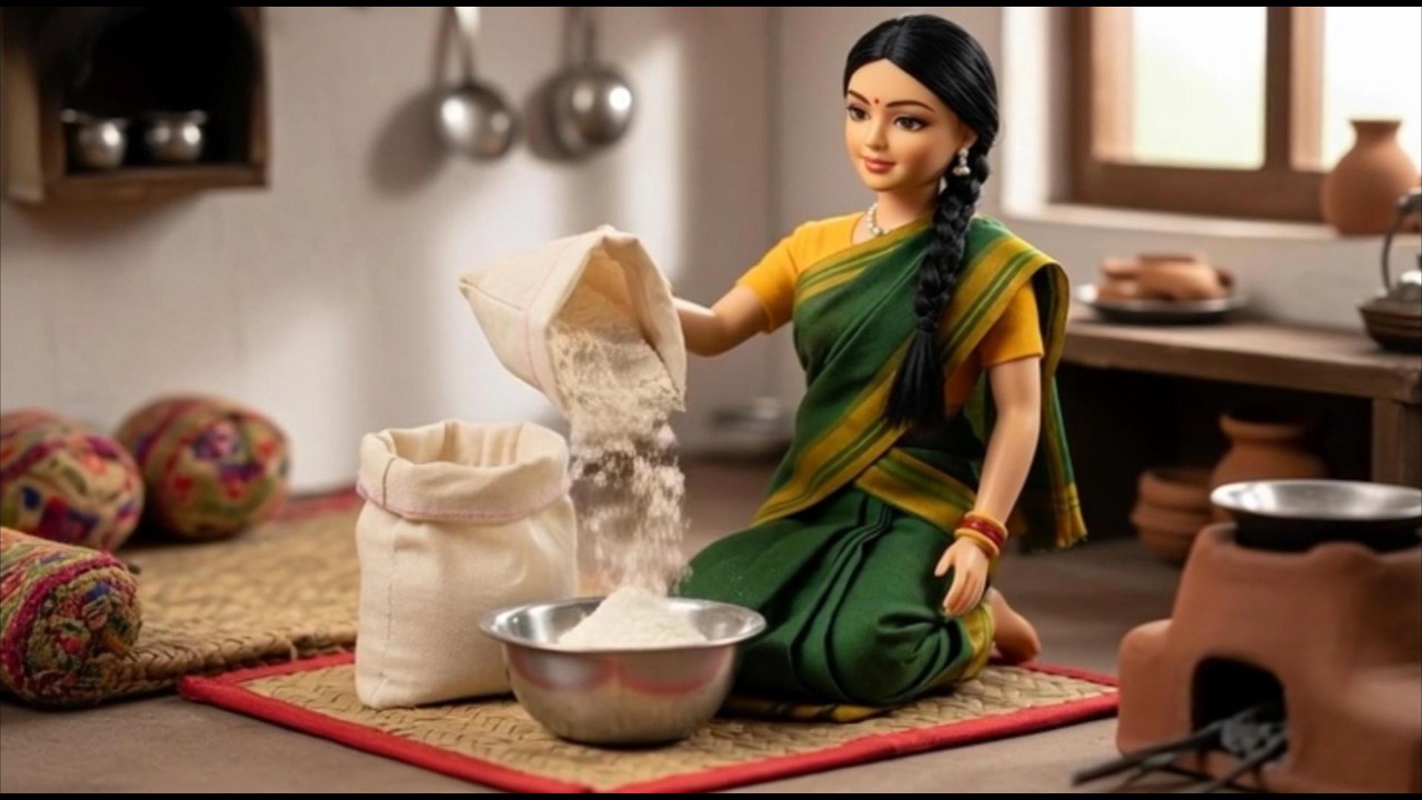 Miniature Doll Rainy Morning Aloo Paratha ASMR | Peaceful Indian Village Tiny Kitchen