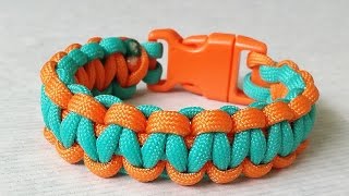 How to make Cobra Weave (Solomon Bar)two color paracord  survival bracelet