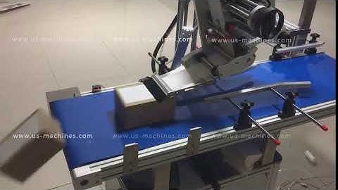 High speed automatic shipping bill box top labeling machine testing video for Amazon business