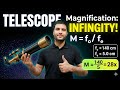 A small telescope has an objective of focal length 140 cm and an eye piece of focal length 5.0 cm.