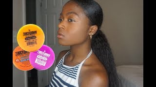 Sleek Low Phony Pony using the BEST EDGE CONTROL (1st touch down edge tamer) for natural hair