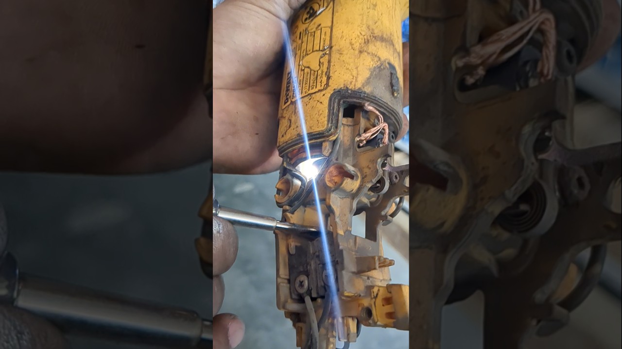 Test of sparking mini angle grinder armature 