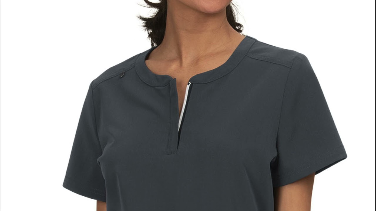 Koi Woman Back in action Solid Scrub Top Charcoal | scrub-supply.com