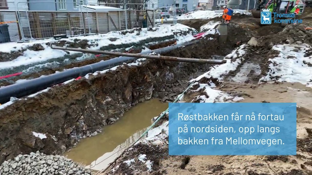 Røstbakken gravearbeid vann og avløp