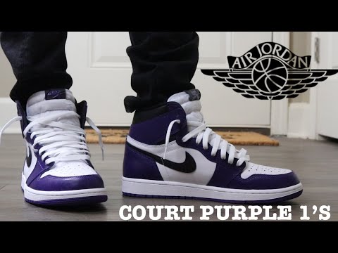 court purple jordan 1 white laces