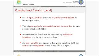 DLCD: Lecture 06: Combinational Logic Circuits (Part I)
