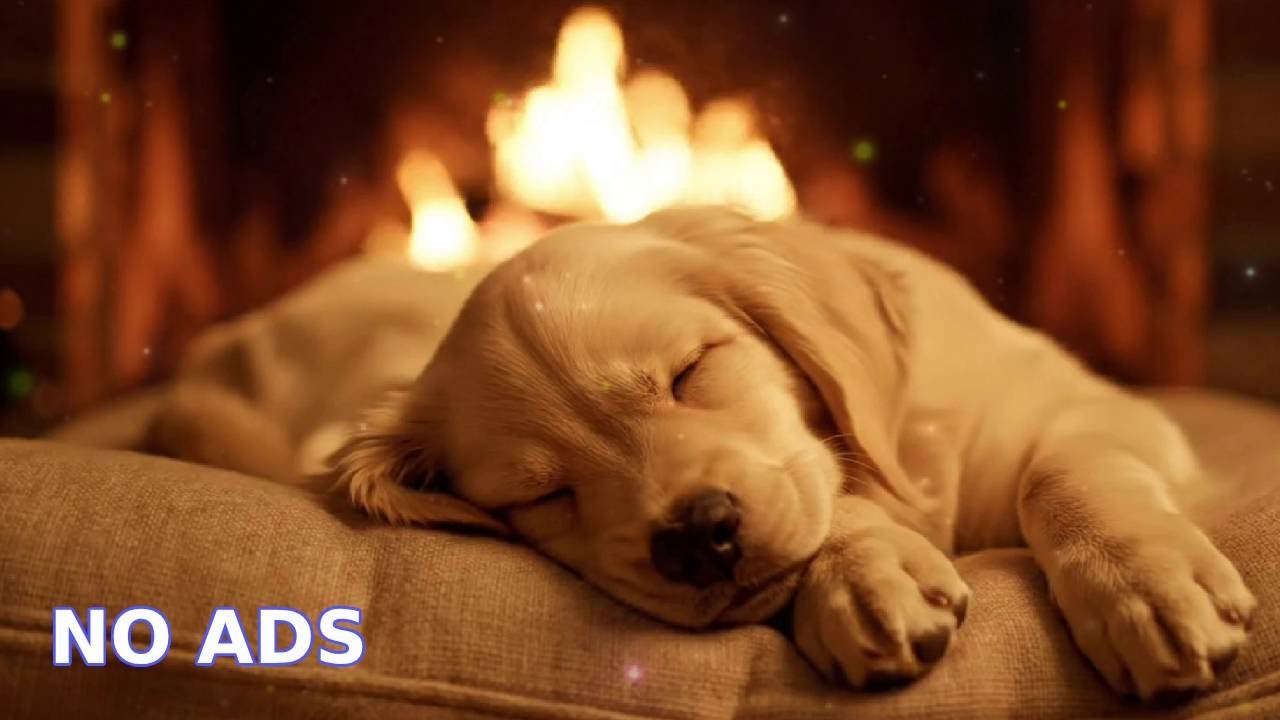 🔴 Sleep with Teddy: Cozy Fireplace Ambience & Puppy Music for Anxiety Relief 🧸✨