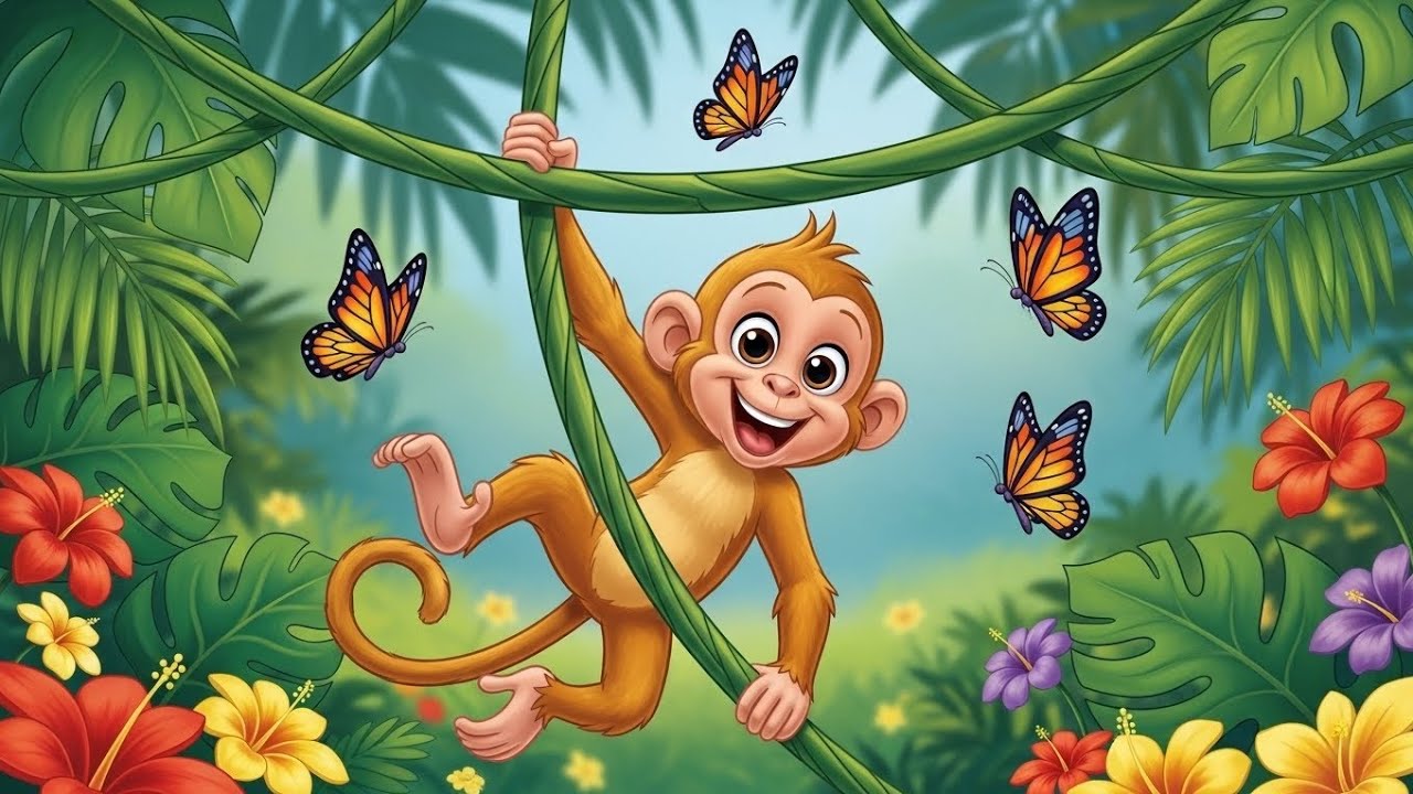 MILO THE MONKEY 🐒 | FUN MONKEY POEM FOR KIDS | CUTE ANIMAL RHYMES.KIDS FUN VIDEOS.😊