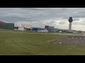 After Touchdown: Taxiing Past the Control Tower at Manchester Airport