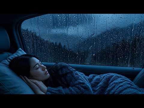 Fall Asleep Naturally to Ease Anxiety Tonight | Heavy Rain Sounds in Car with Deep Thunderstorm