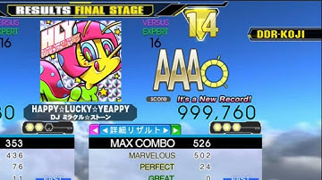 [DDR A] HAPPY☆LUCKY☆YEAPPY [Single-EXPERT] 999,760 PFC by DDR-KOJI
