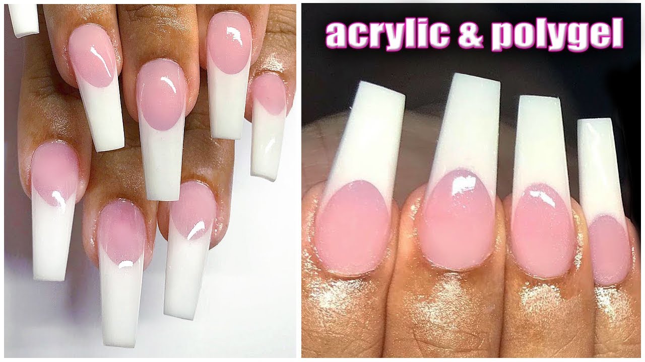 Formal Pink and White Acrylic Nails - wide 9