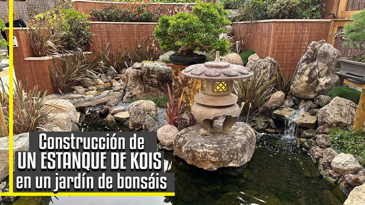 Construcción de un estanque de Kois en un jardin de Bonsais.