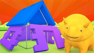 Aprender com o Dino Aprenda cores construindo uma casinha de brinquedo - Aprender em português 👶