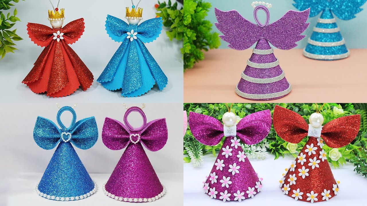 4 Best Christmas Angel Ornaments Making From EVA Glitter Foam 😇 Do It Together