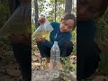 Survival Skills: easy methood saving watertransfer to bottle #camping #bushcraft #water #smart