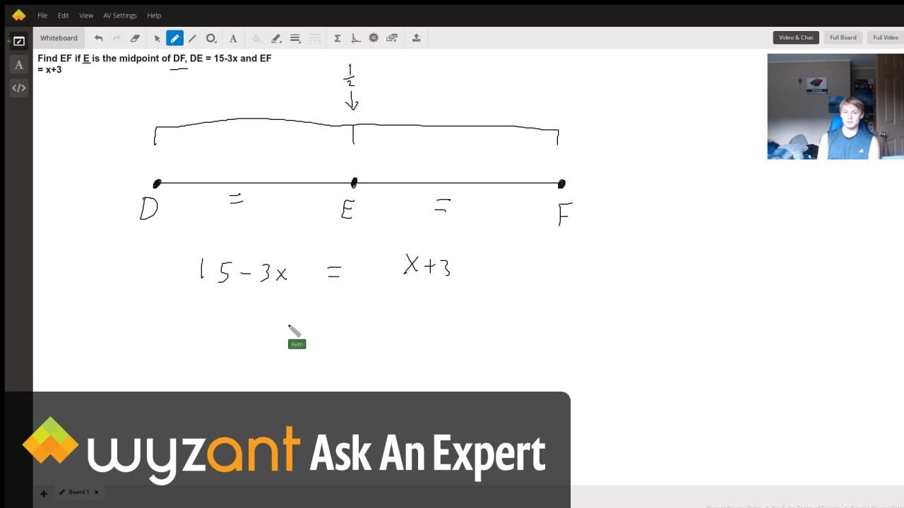 Find Ef If E Is The Midpoint Of Df De 15 3x And Ef X 3 Wyzant Ask An Expert