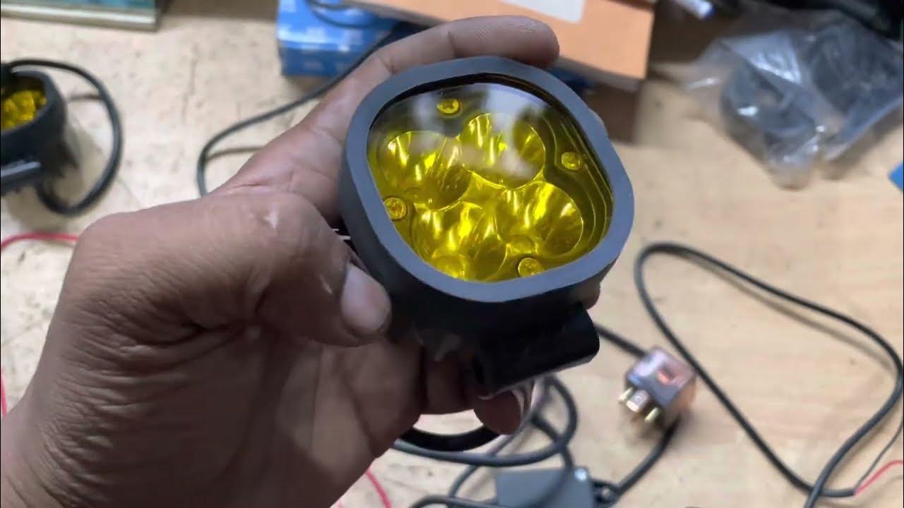 HJG fog light with wiring harness installed for Dominar 400. SRM BIKES