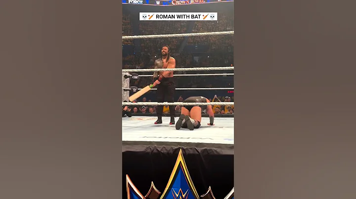 Roman Reigns Destroys Bronson Reed With Cricket Bat WWE Crown Jewel 💀🏏 #RomanReigns #WWE #CrownJewel