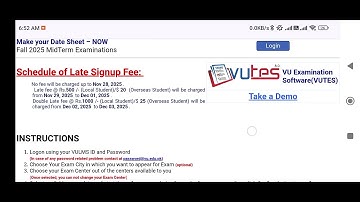 Virtual University FALL2025 Mid Term Date Sheet Announced #vuquiz #vulms #midtermexam2025 #lms 