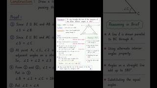 📐 Triangle Angle Sum Property Proof #maths #geometry #studywithsupriya #class10