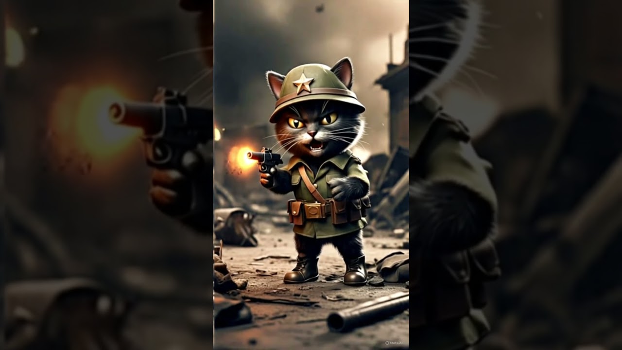 Cat fighting with Enemies || Ai Cat Video 