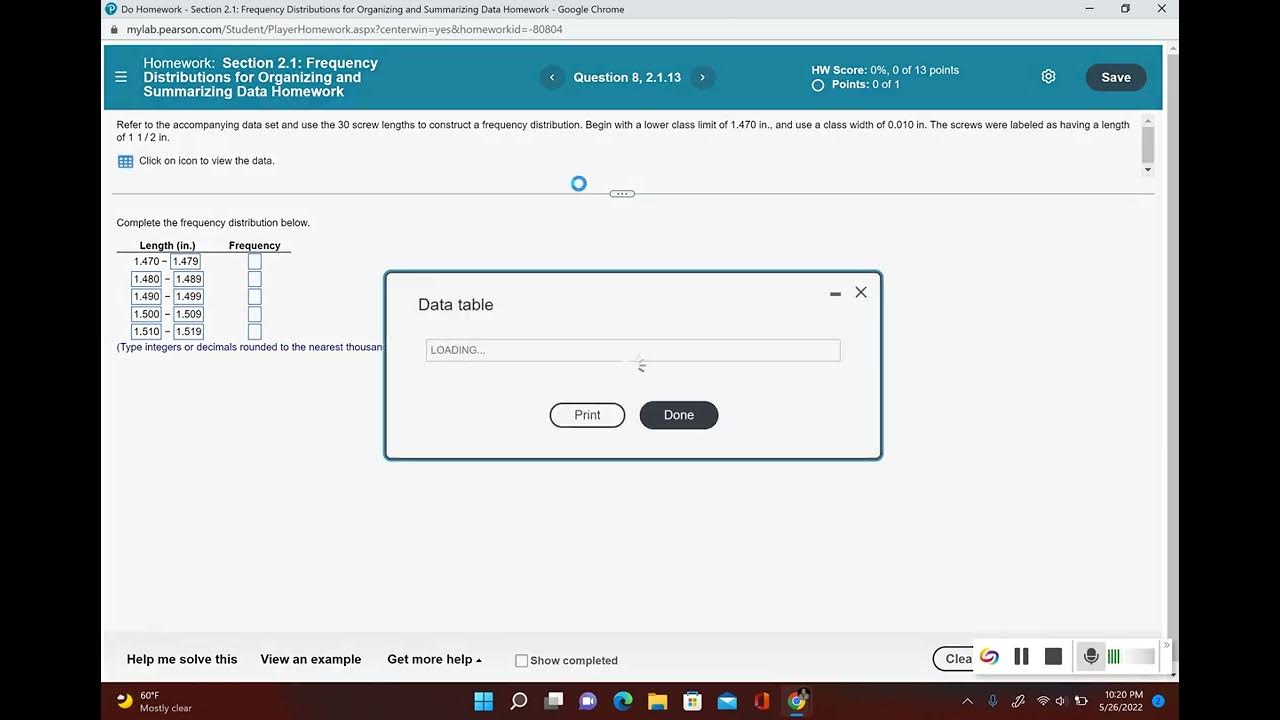 Frequency distribution table using statcrunch youtube