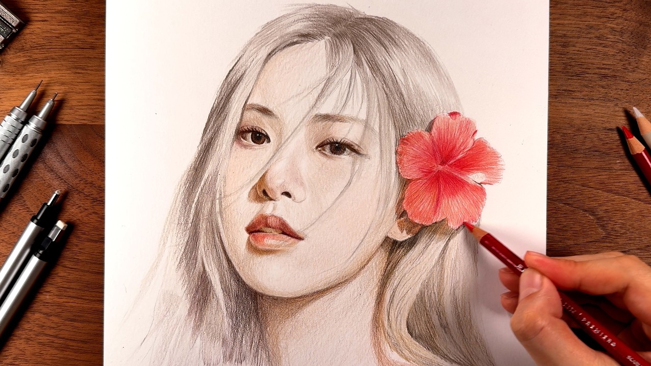 Drawing BLACKPINK ROSÉ (로제) | Realistic Colored Pencil drawing