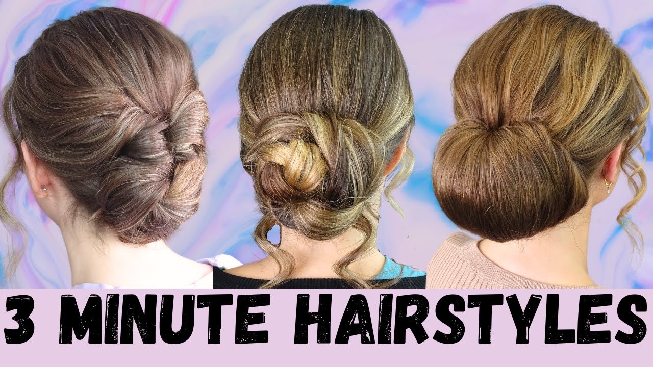 EASY 3 minute Christmas hairstyles - chignon bun hair tutorial