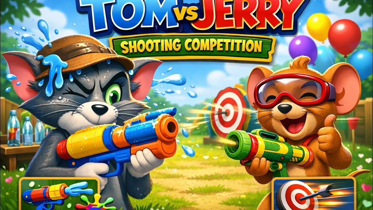 Tom vs Jerry Shooting Competition 😆 | Funny Kids Cartoon | 3D Animation