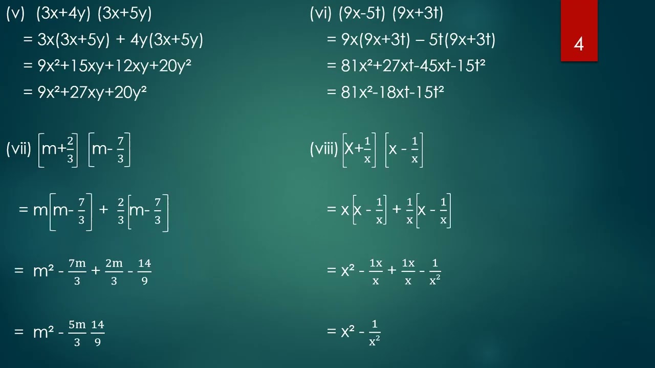 Standard 8th Maths EXPANSION FORMULAE