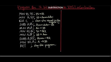16-Bit Subtraction Program in 8051 Microcontroller | Assembly Language Tutorial