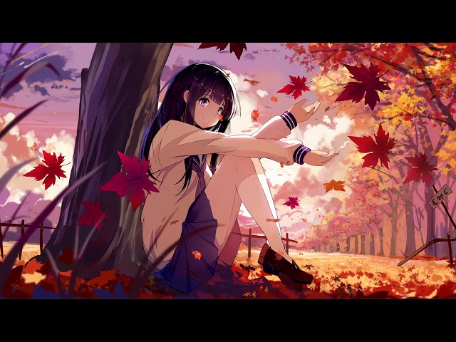 Live wallpaper A girl sits alone in autumn under a tree maple leaves fall  DOWNLOAD 📥 (32180)