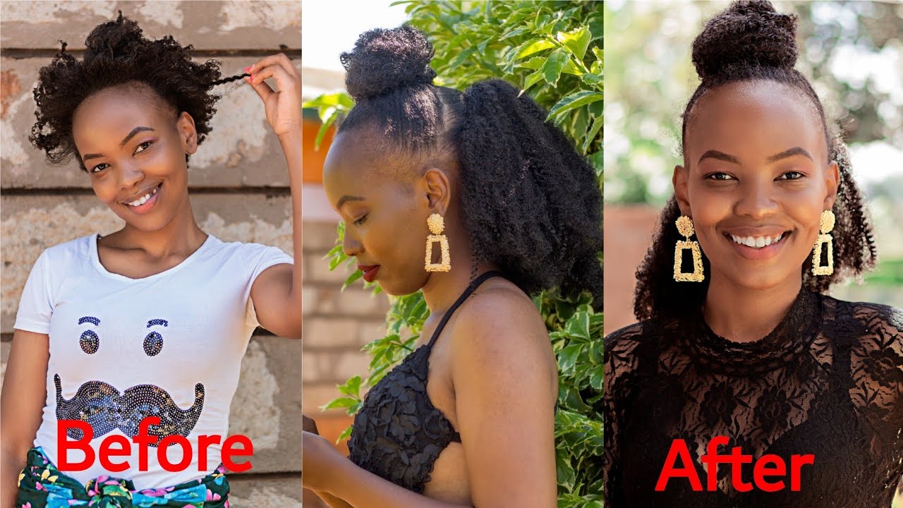 How to Half up Half down on 4c natural hair DIY extensions YouTube