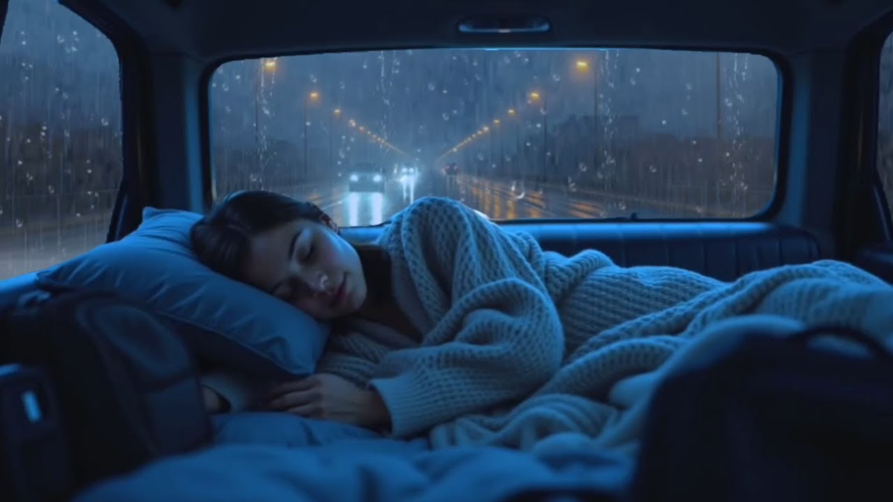 Soothing Rain & Thunder on Cozy Car 🌙 | Relaxing White Noise for Instant Sleep & Stress Relief