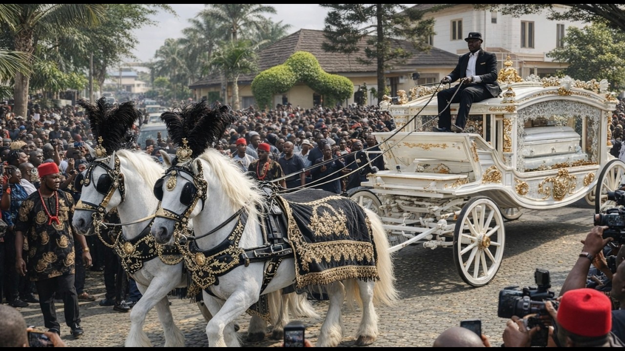 A BURIAL LIKE NO OTHER! See The STUNNING Royal Horses That Pulled Fathia Balogun's Mother's Casket