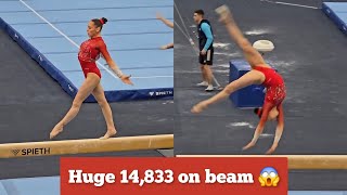 African Champion Kaylia Nemour scores HUGE 14,833 on beam - World Cup 2026