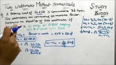 Two Wattmeter Method - Numericals
