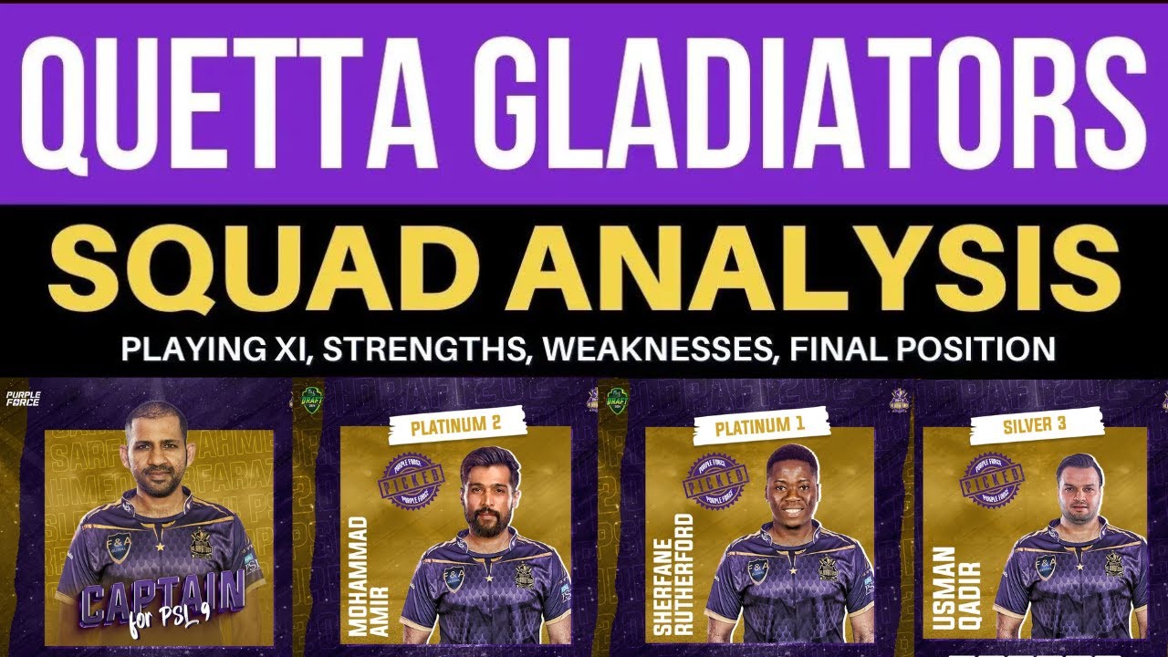 QUETTA GLADIATORS PSL 9 SQUAD ANALYSIS | Quetta Gladiators PSL 2024 Full Squad | QG Best Playing XI