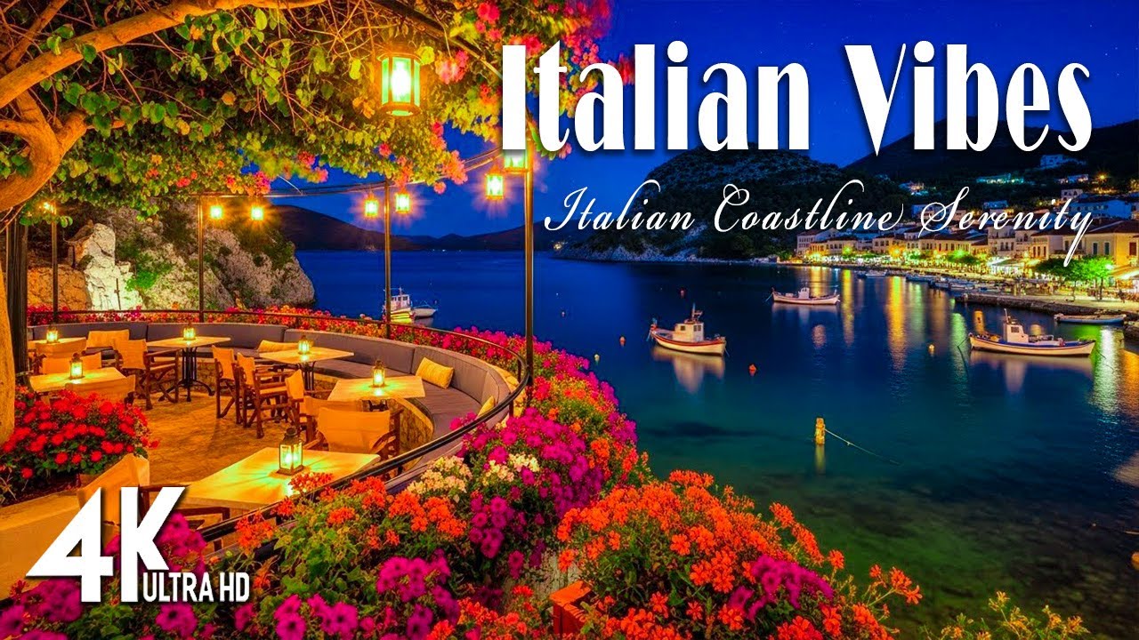 Rainy Italian Seaside Bossa Nova 4K 🌧️ 2+ Hours Night Rain Ambience | Study, Sleep, Relax